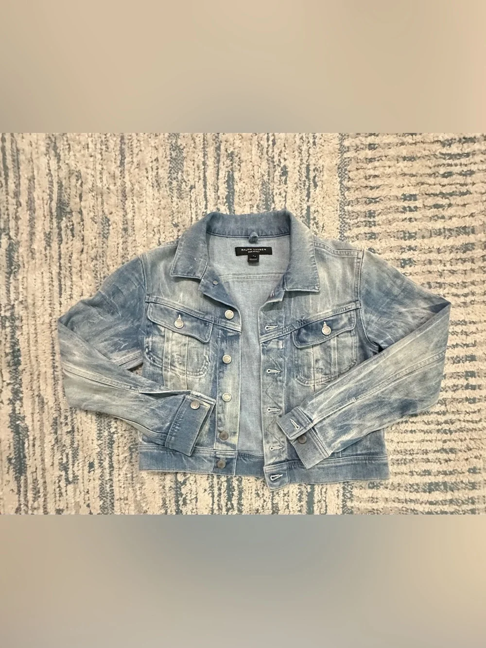 Ralph Lauren Light Wash Distressed Denim Jacket - Made in Italy - Picture 3 of 9
